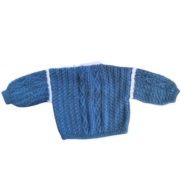 Vintage Hand Knit Powder Blue Soft Sweater - Picture 3 of 5